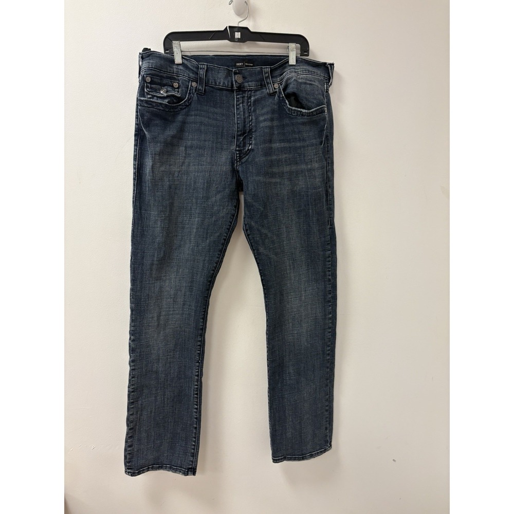 True Religion Ricky Big T Flap Relaxed Straight Jeans Medium Wash Blue Sz 40x32
